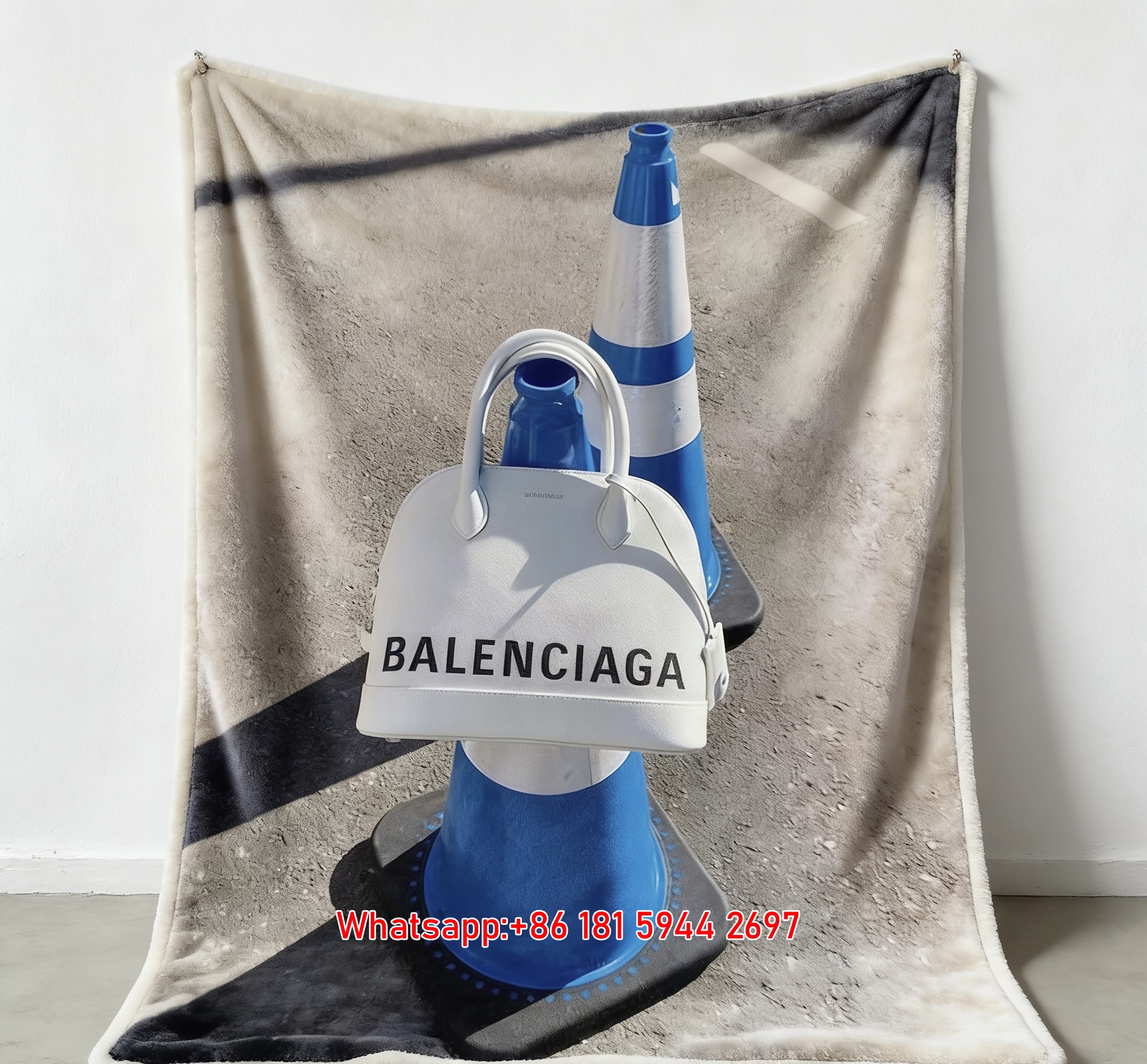 Balenciaga Traffic Cone Bag Print Flannel Sofa Throw Blanket BA415